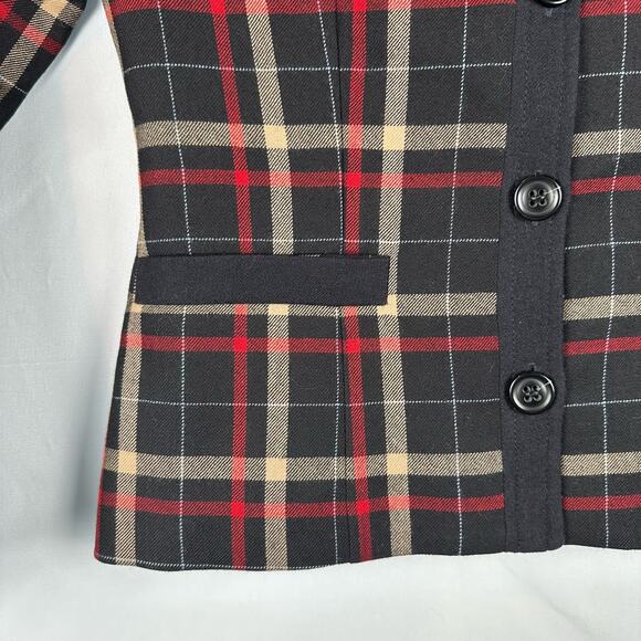Vintage Pendleton 100% Virgin Wool Plaid Botton Front Mock Neck Jacket Size 6 - Picture 2 of 16